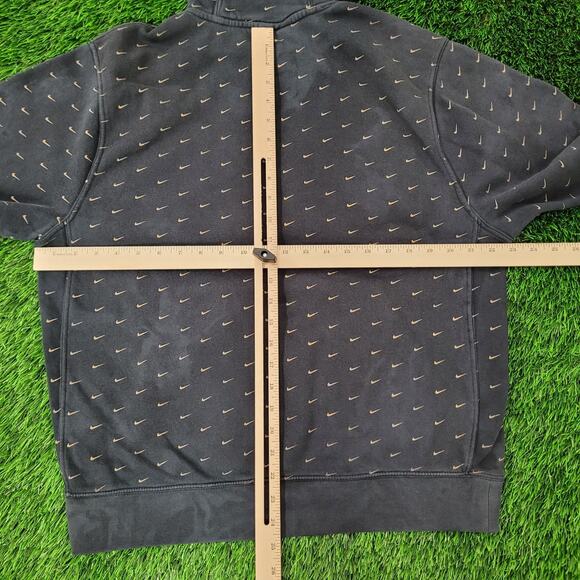 NIKE Swoosh Hoodie Medium 23x25 Baggy Faded Black AOP - Picture 4 of 16